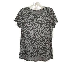 ZOE + LIV Gray Leopard Print T-Shirt Women’s Casual Top Size Large